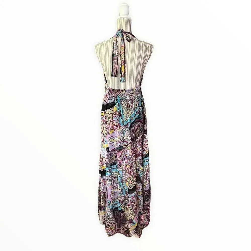 STUDIO F | Multicolored | Halter Smocked Waist Printed Dress - Picture 5 of 13